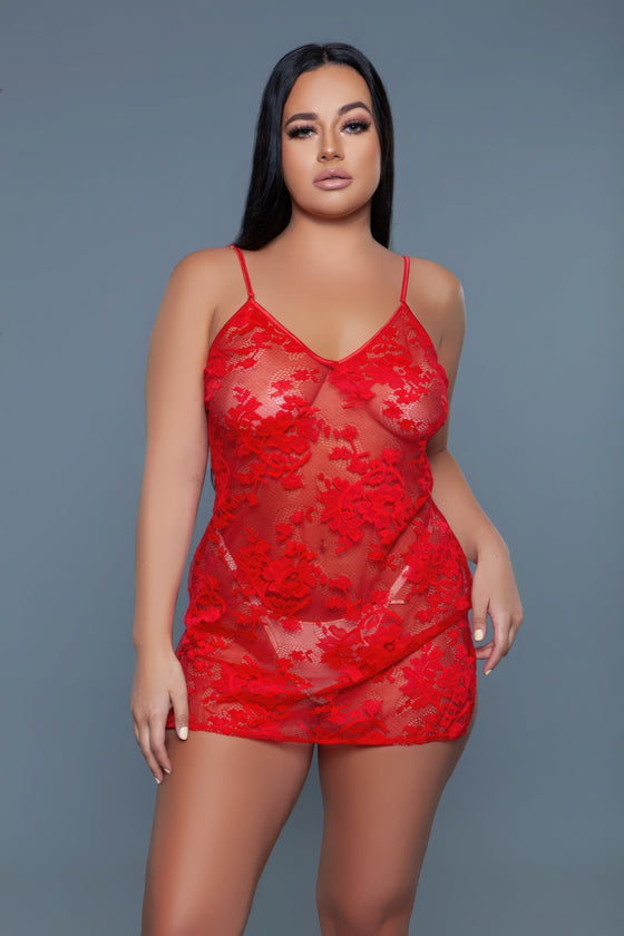 Floral Lace Design 1 Pc Mini-length Chemise | Love It Curvy