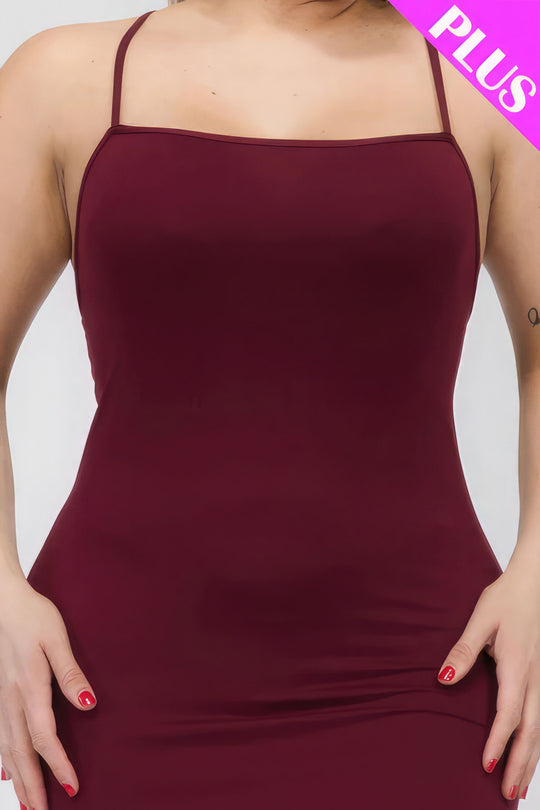 Plus Size Crisscross Back Split Thigh Maxi Dress - Love it Curvy