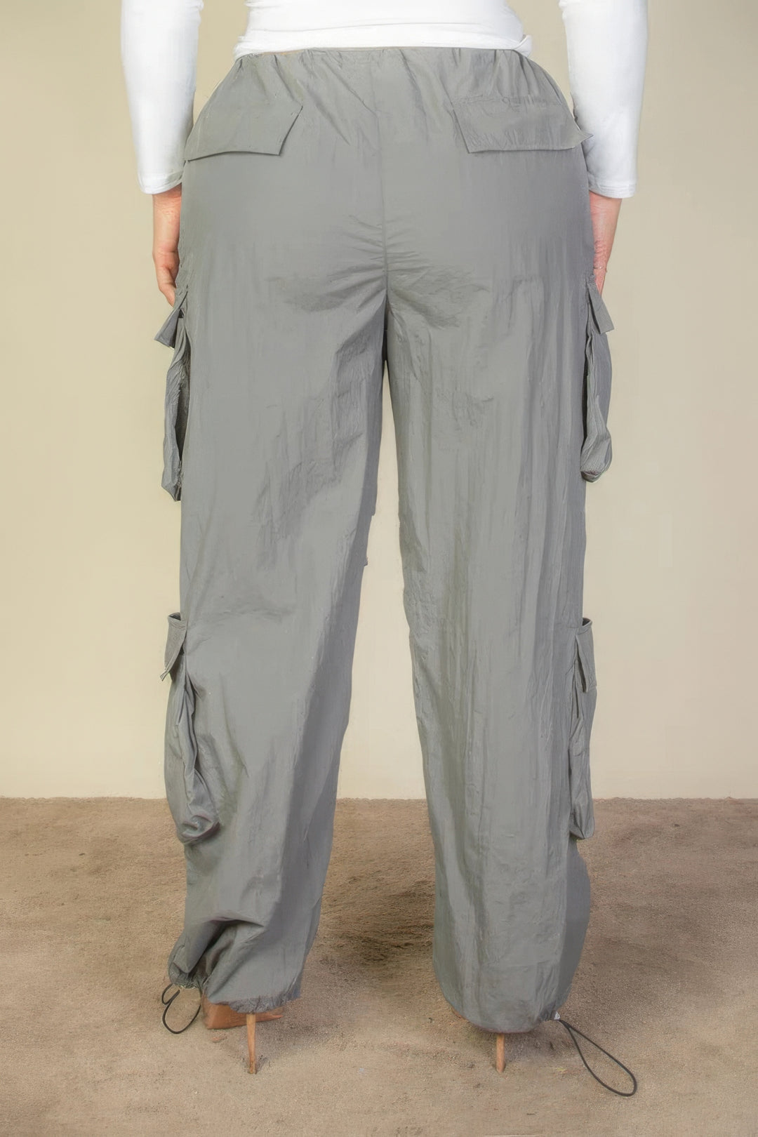 Plus Size Flap Pockets Drawstring Ruched Parachute Pants - Love it Curvy