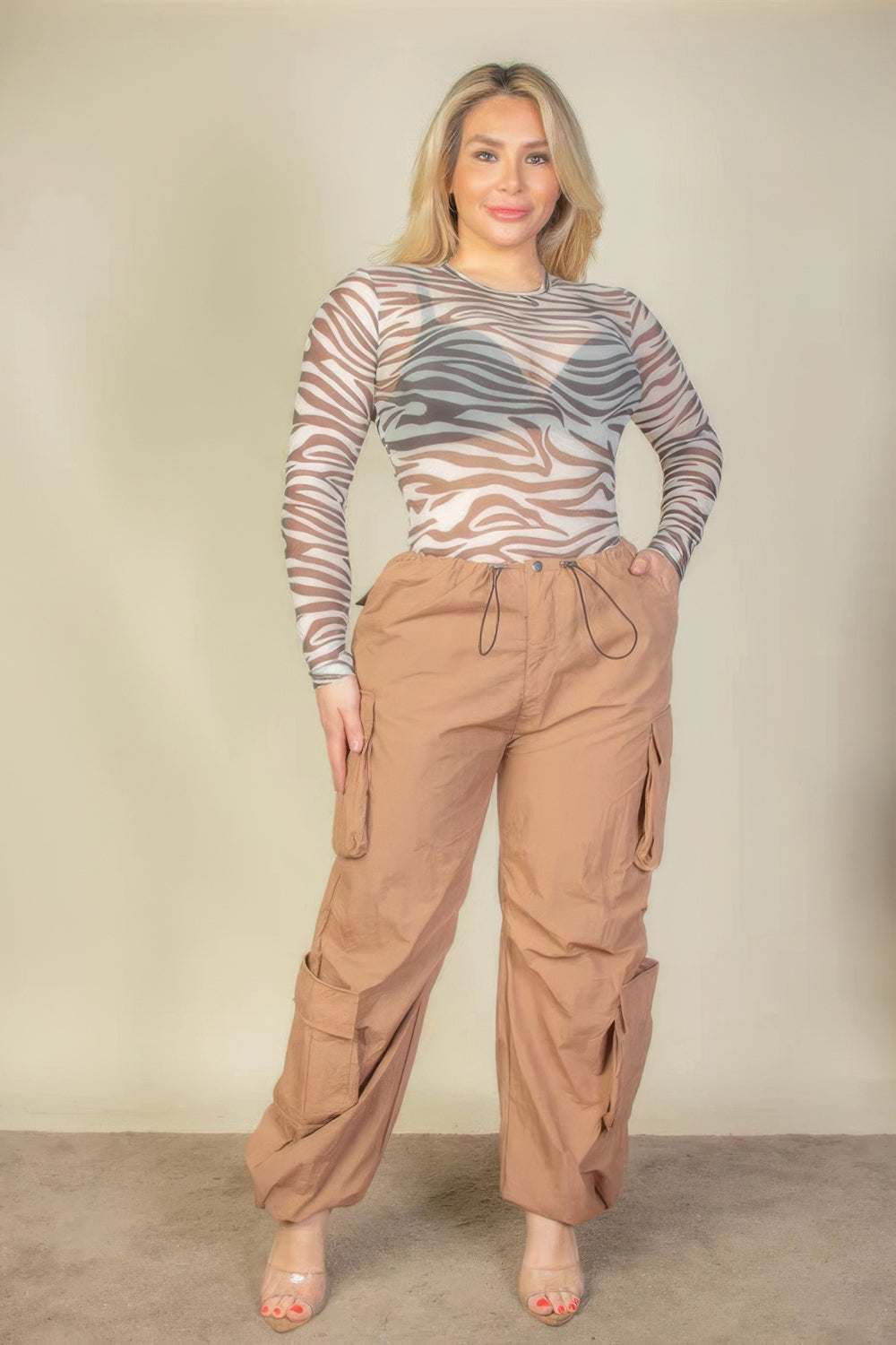 Plus Size Flap Pockets Drawstring Ruched Parachute Pants - Love it Curvy