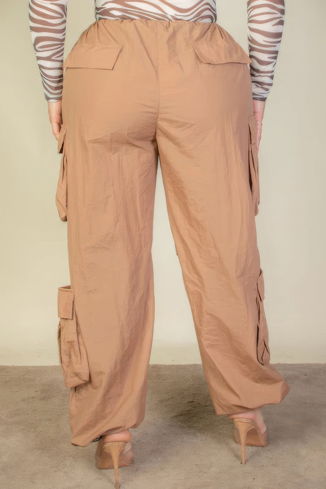 Plus Size Flap Pockets Drawstring Ruched Parachute Pants - Love it Curvy