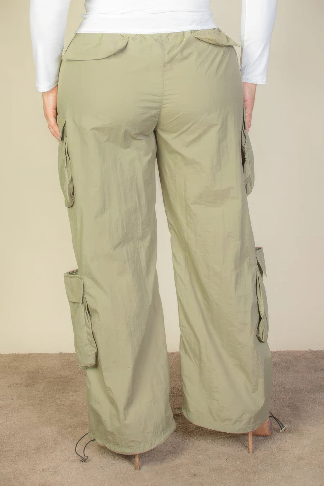 Plus Size Flap Pockets Drawstring Ruched Parachute Pants - Love it Curvy