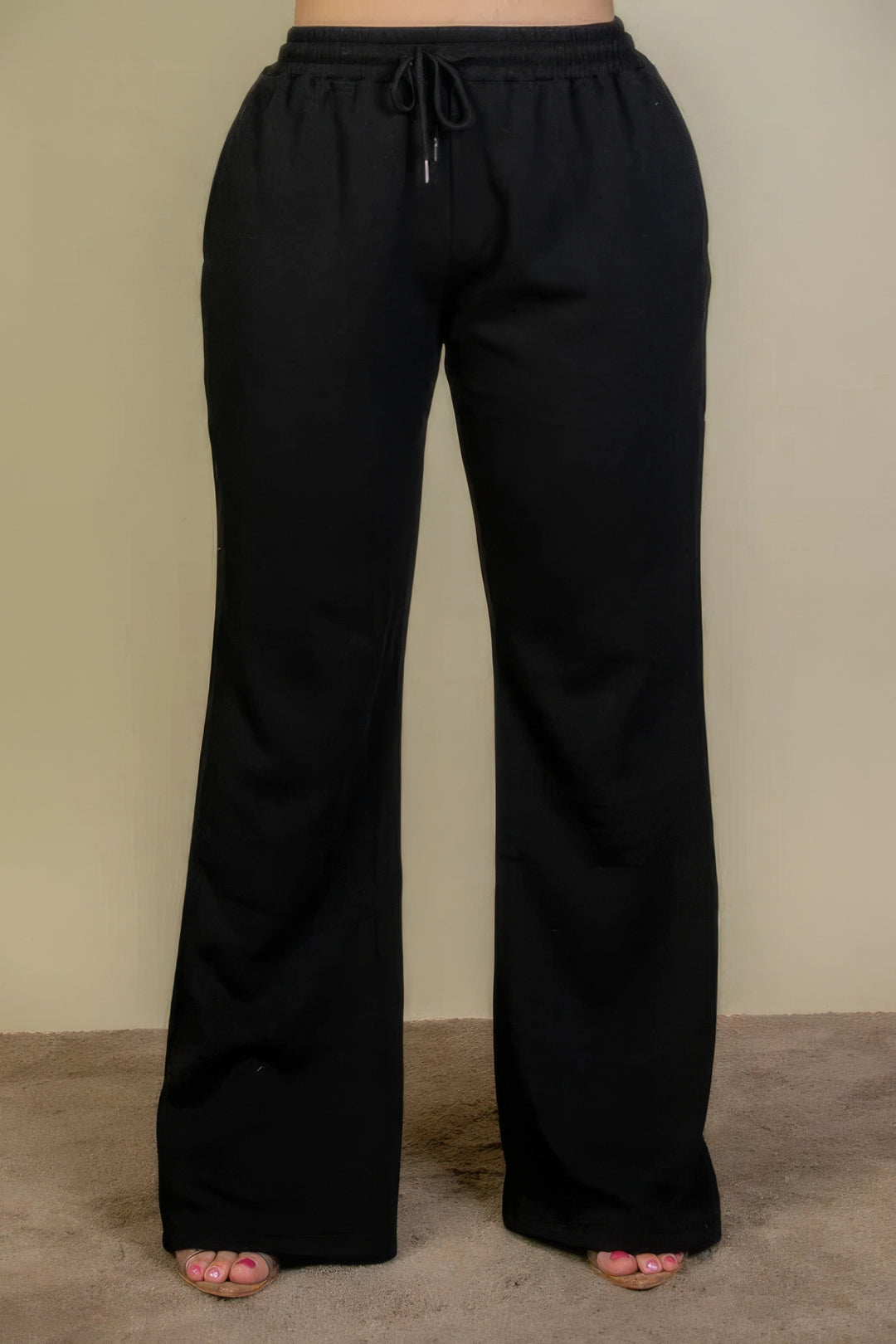 Plus Size Drawstring Waist Slant Pocket Sweatpants - Love it Curvy
