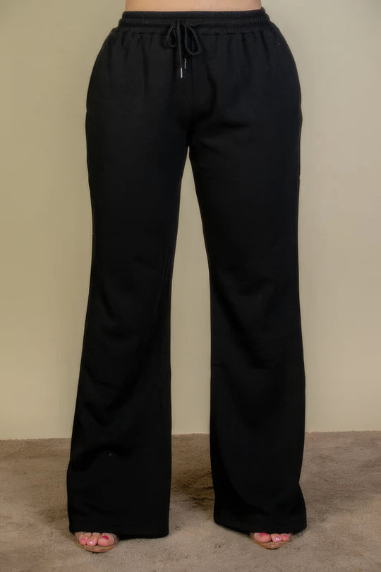 Plus Size Drawstring Waist Slant Pocket Sweatpants - Love it Curvy