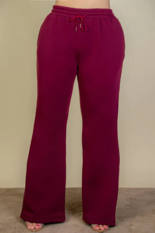 Plus Size Drawstring Waist Slant Pocket Sweatpants - Love it Curvy