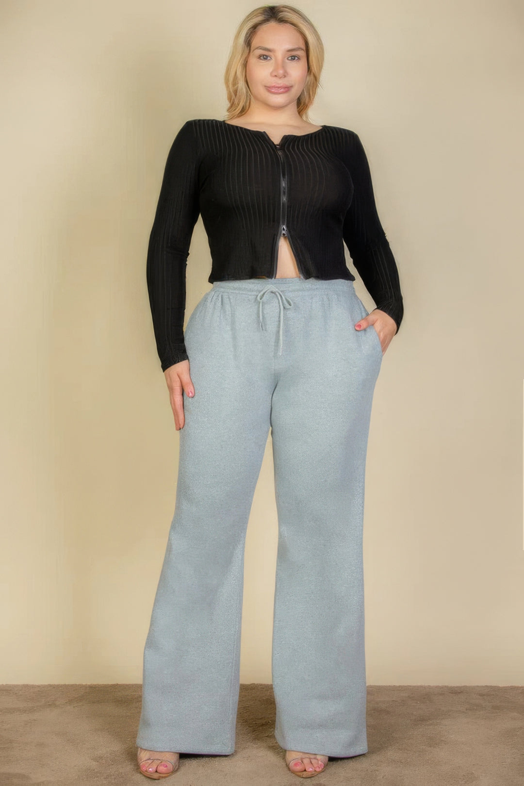 Plus Size Drawstring Waist Slant Pocket Sweatpants - Love it Curvy