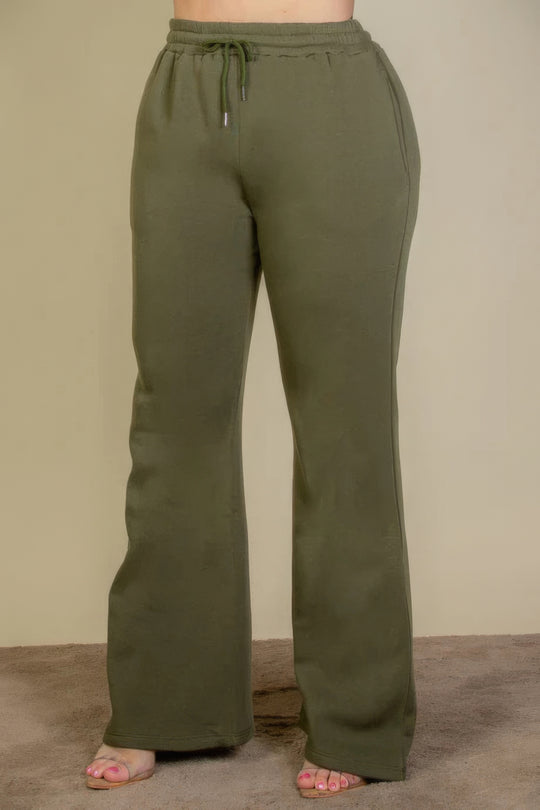 Plus Size Drawstring Waist Slant Pocket Sweatpants - Love it Curvy
