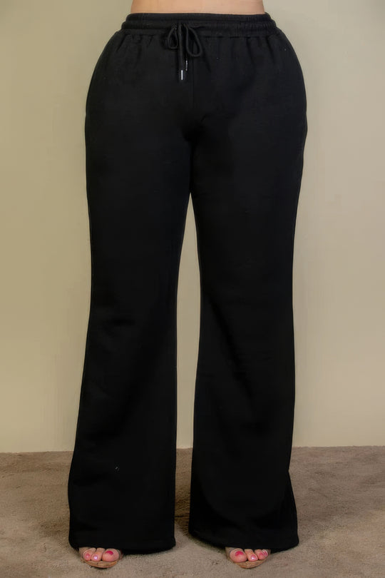 Plus Size Drawstring Waist Slant Pocket Sweatpants - Love it Curvy