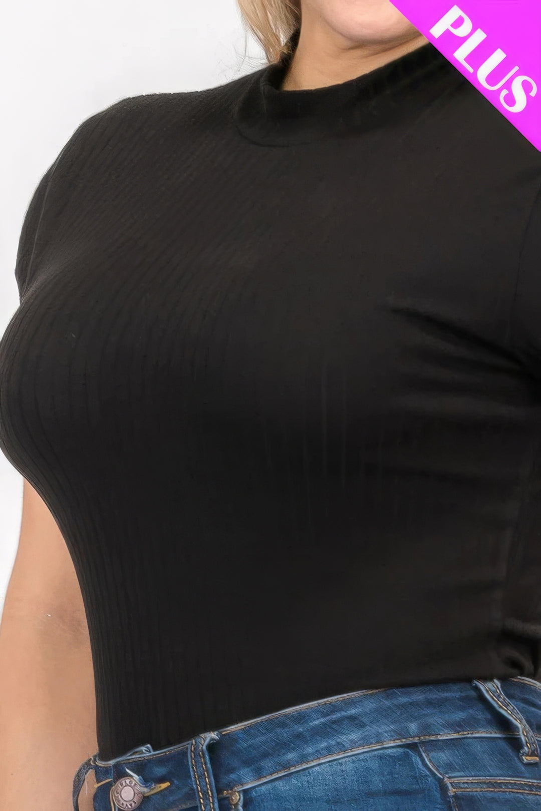 Plus Size Ribbed Short Sleeve Bodysuit - Love it Curvy