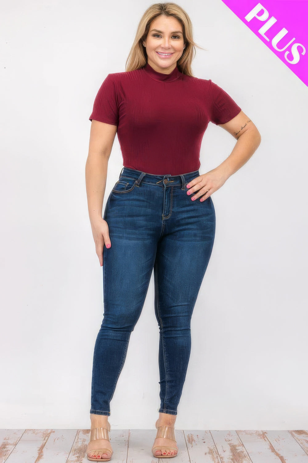 Plus Size Ribbed Short Sleeve Bodysuit - Love it Curvy
