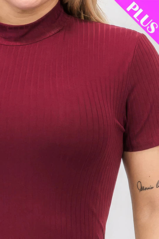Plus Size Ribbed Short Sleeve Bodysuit - Love it Curvy