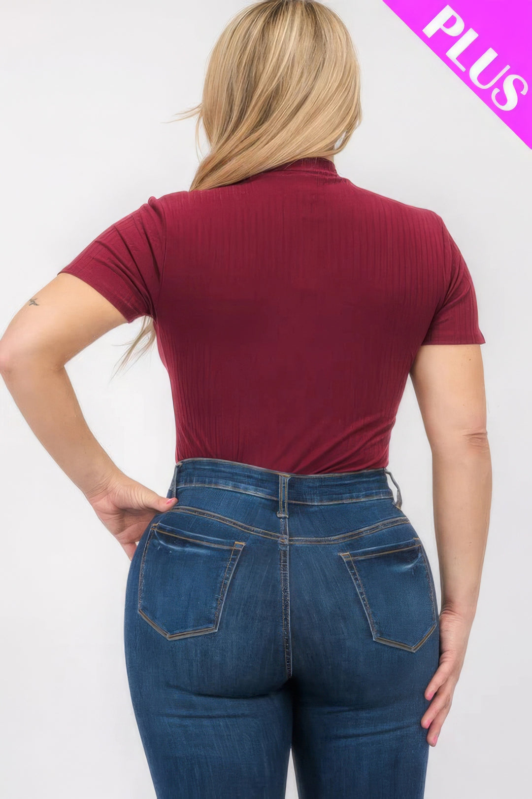 Plus Size Ribbed Short Sleeve Bodysuit - Love it Curvy