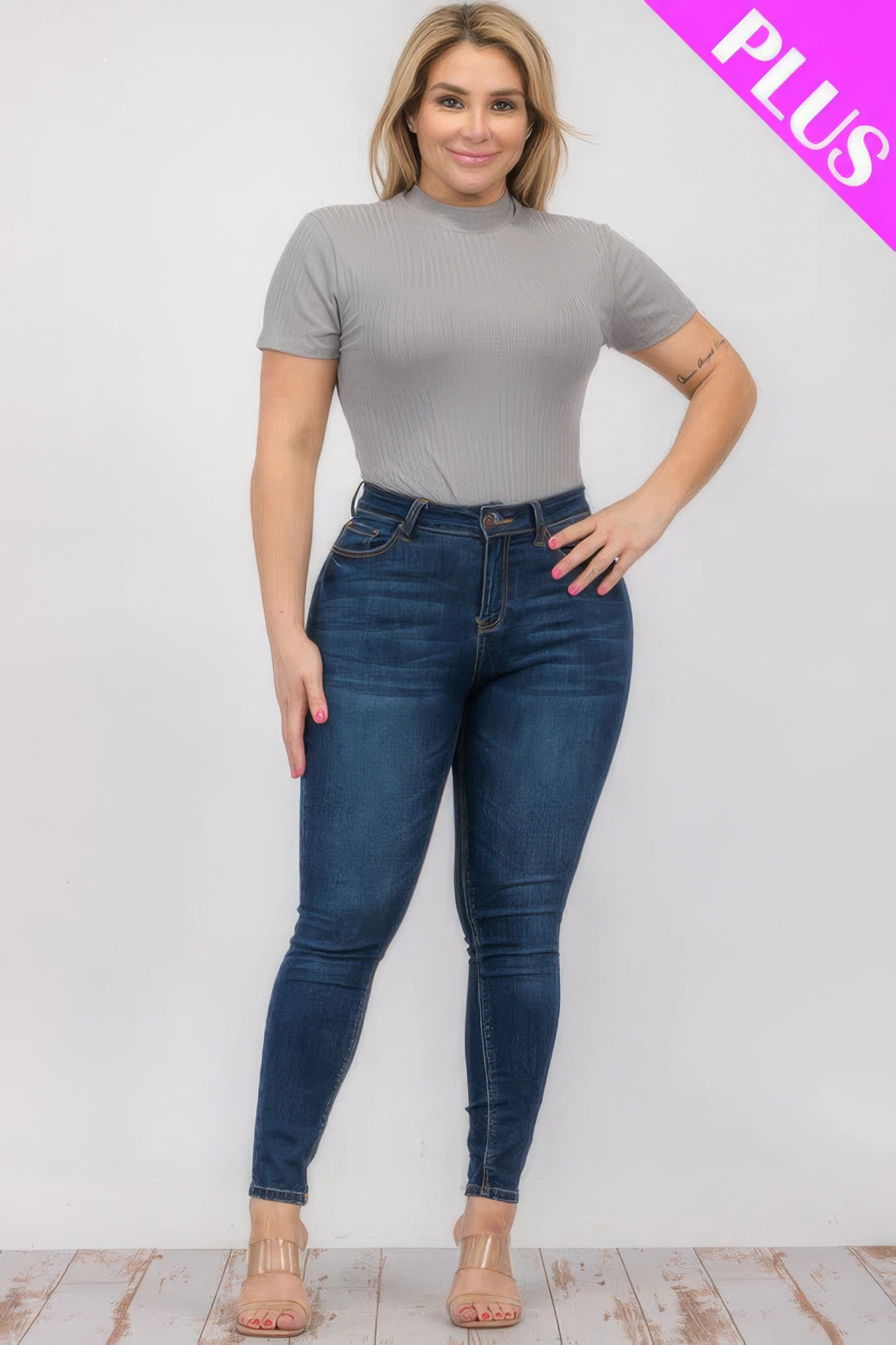 Plus Size Ribbed Short Sleeve Bodysuit - Love it Curvy