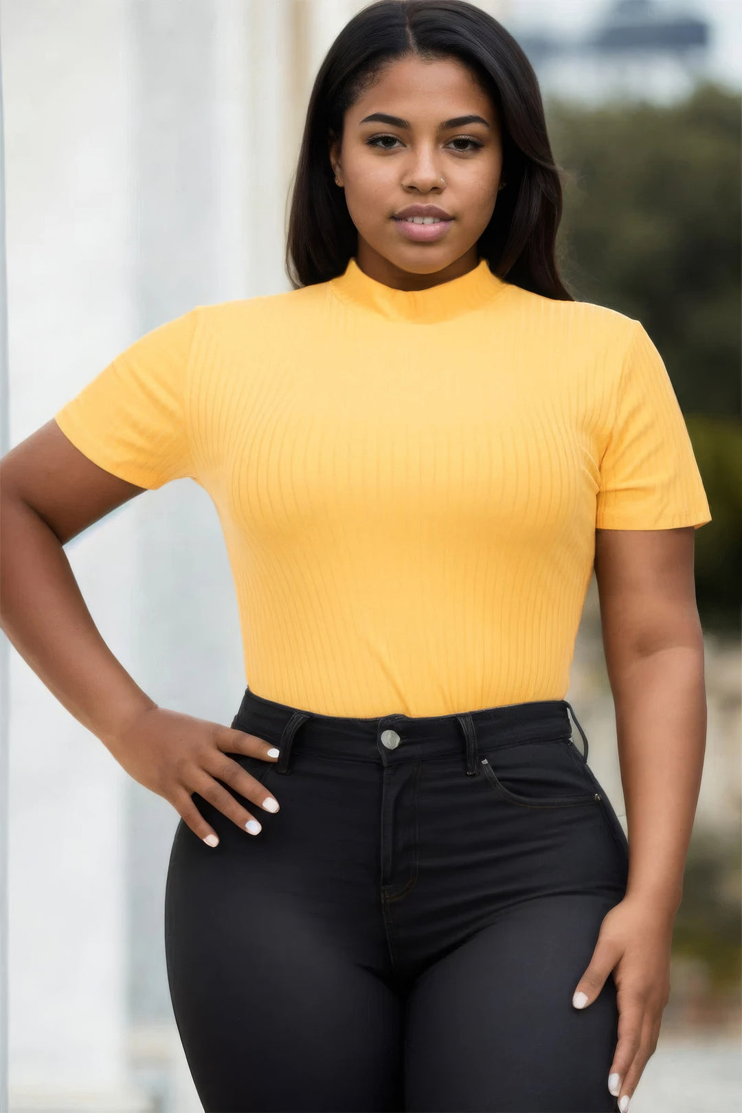 Plus Size Ribbed Short Sleeve Bodysuit - Love it Curvy