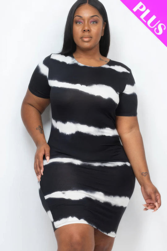 Plus Size Tie-dye Print Bodycon Dress - Love it Curvy