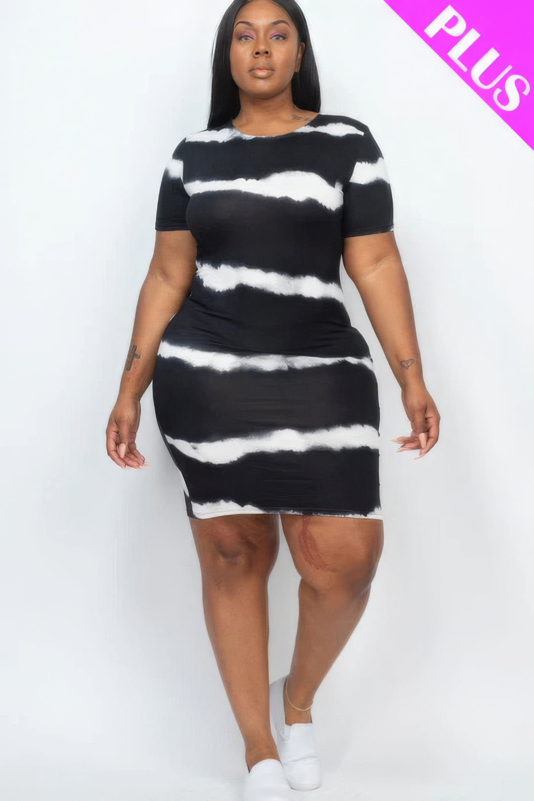 Plus Size Tie-dye Print Bodycon Dress - Love it Curvy