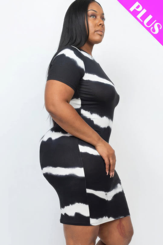 Plus Size Tie-dye Print Bodycon Dress - Love it Curvy