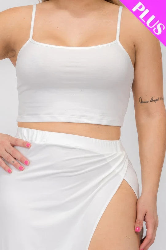 Plus Size Crop Cami & Split Thigh Maxi Skirt Set - Love it Curvy