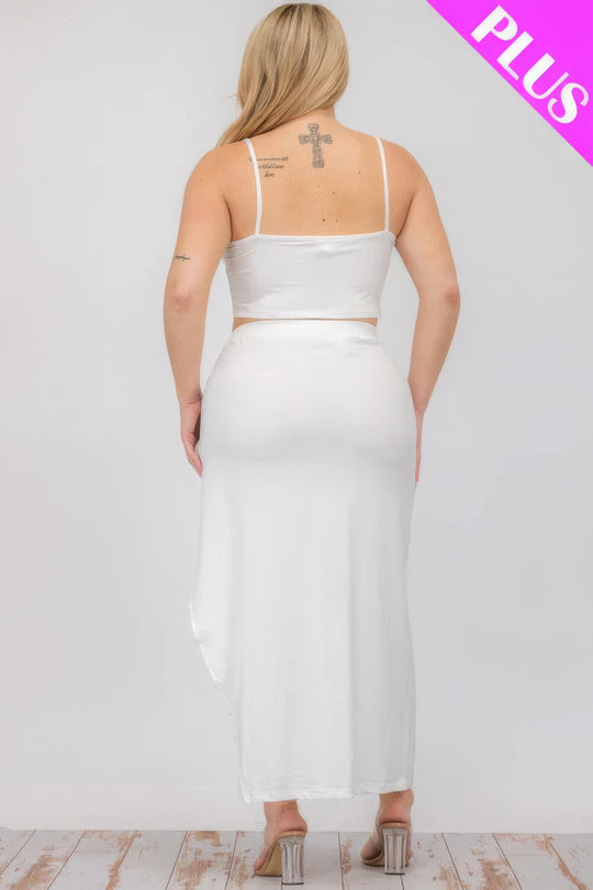 Plus Size Crop Cami & Split Thigh Maxi Skirt Set - Love it Curvy