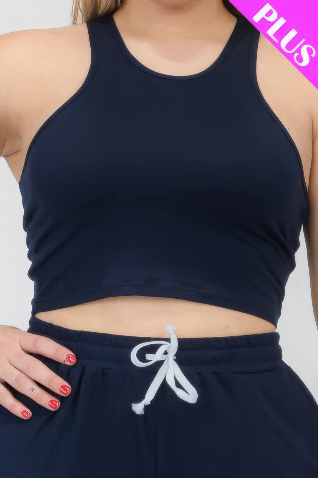 Plus Size Crop Tank Top & Ruched Pants Set - Love it Curvy