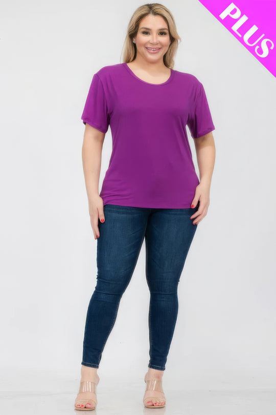 Plus Size Basic Short Sleeve T-shirt - Love it Curvy
