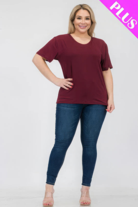 Plus Size Basic Short Sleeve T-shirt - Love it Curvy