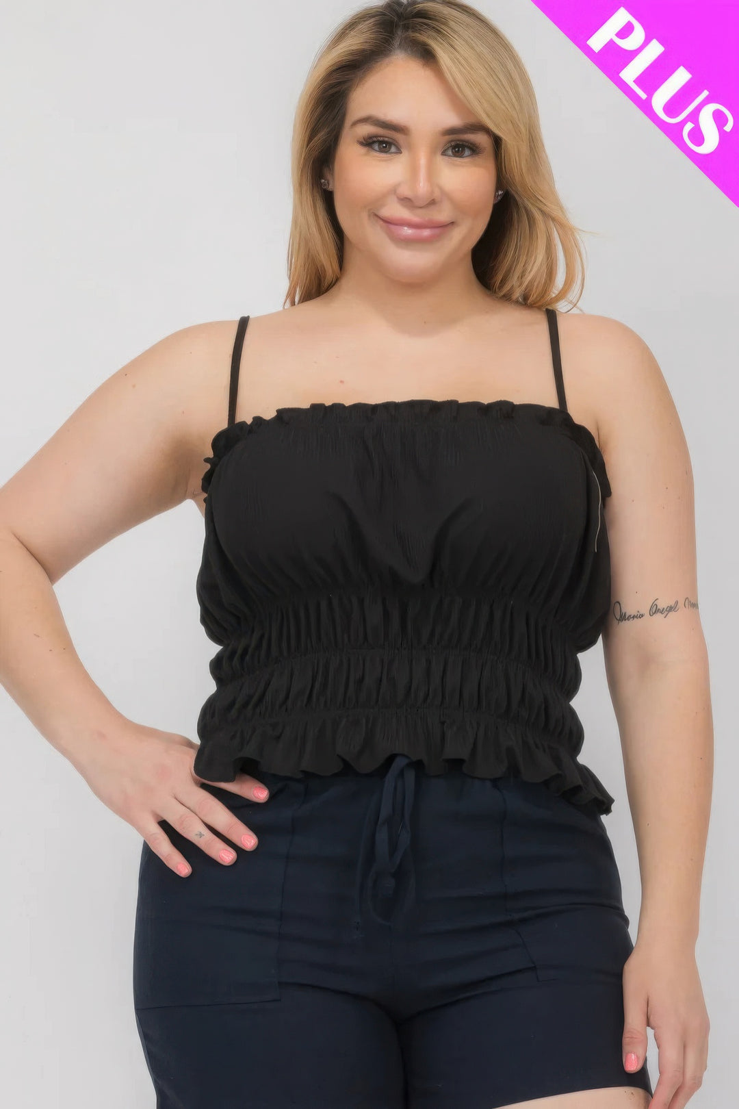 Plus Size Tiered Shirred Body Crop Top - Love it Curvy