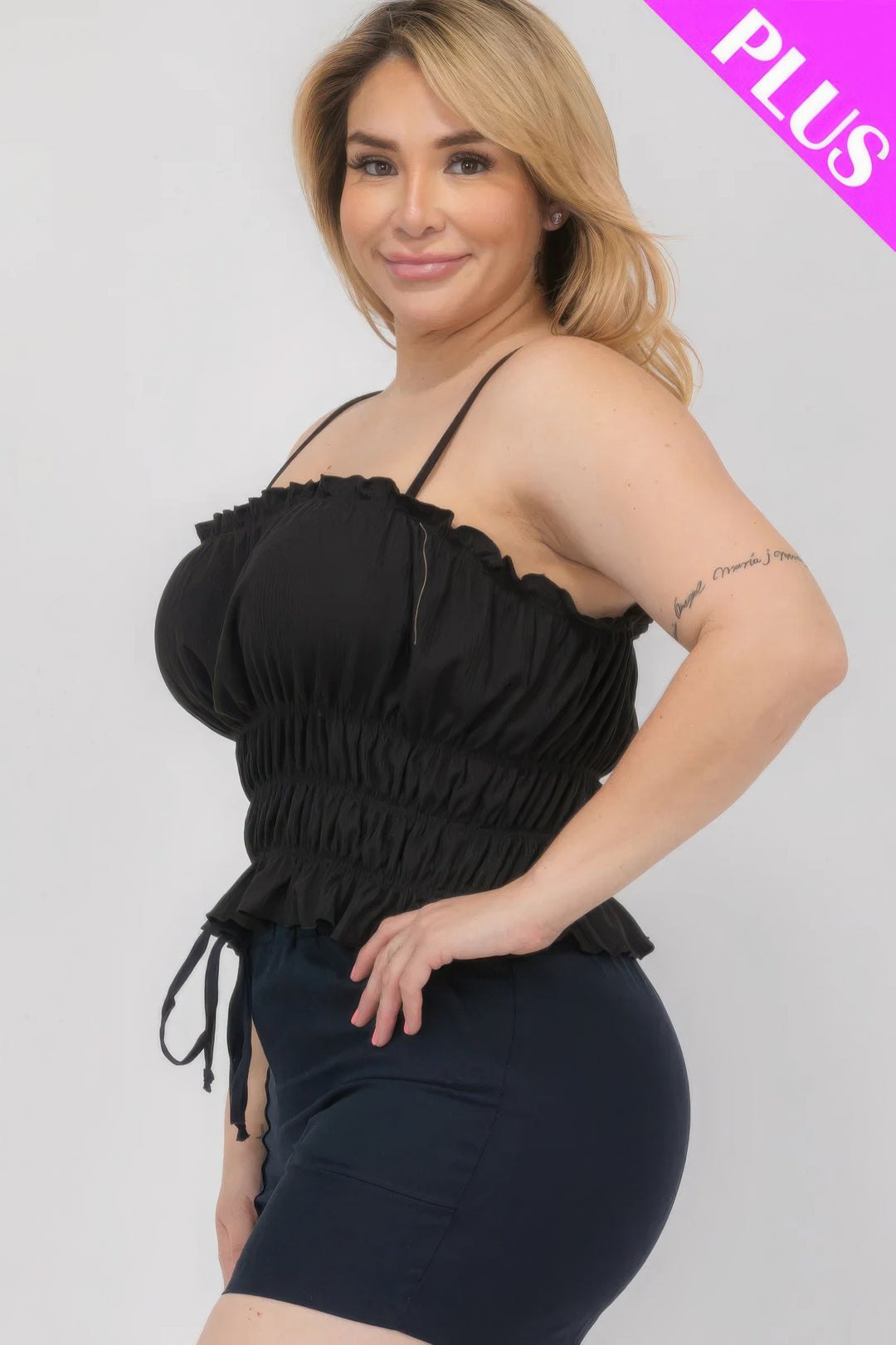 Plus Size Tiered Shirred Body Crop Top - Love it Curvy