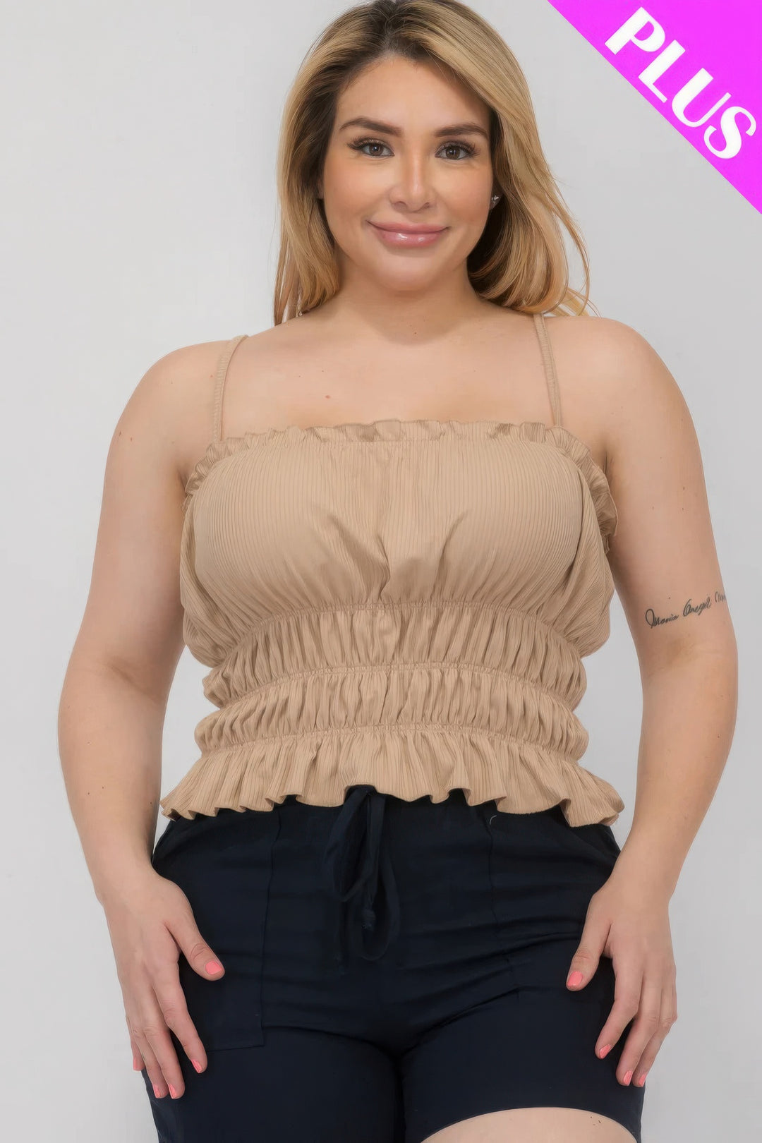 Plus Size Tiered Shirred Body Crop Top - Love it Curvy