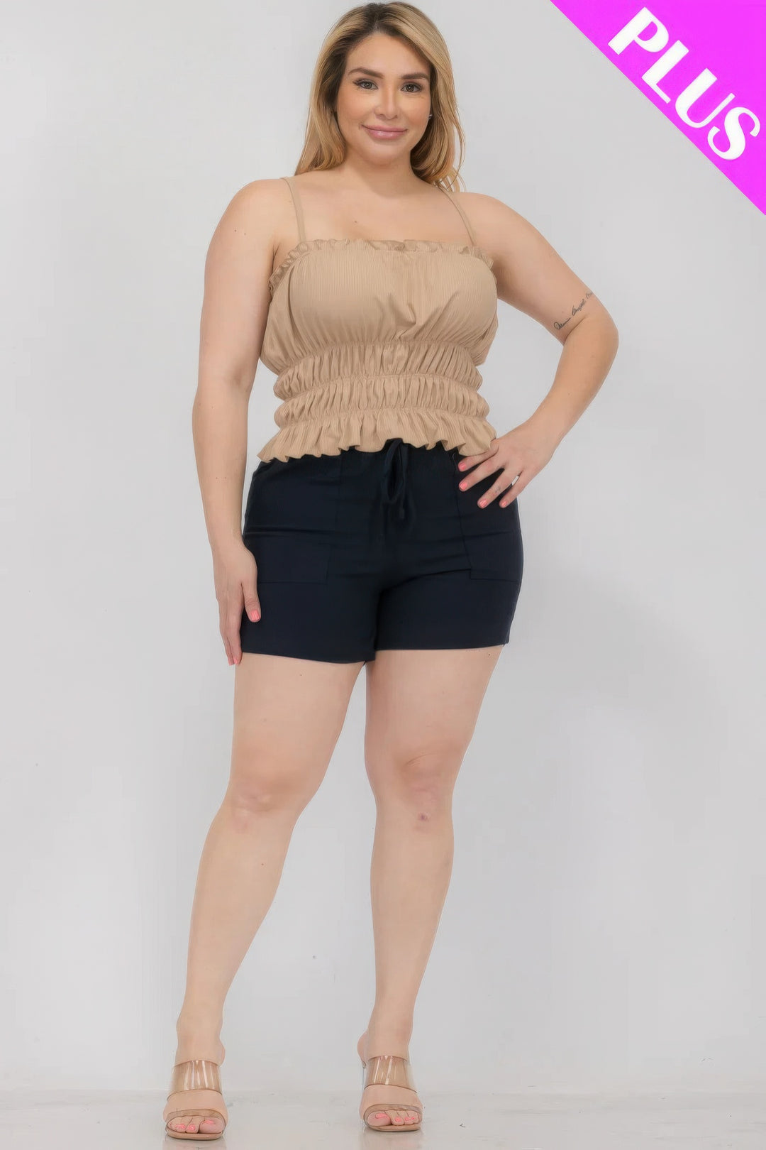 Plus Size Tiered Shirred Body Crop Top - Love it Curvy