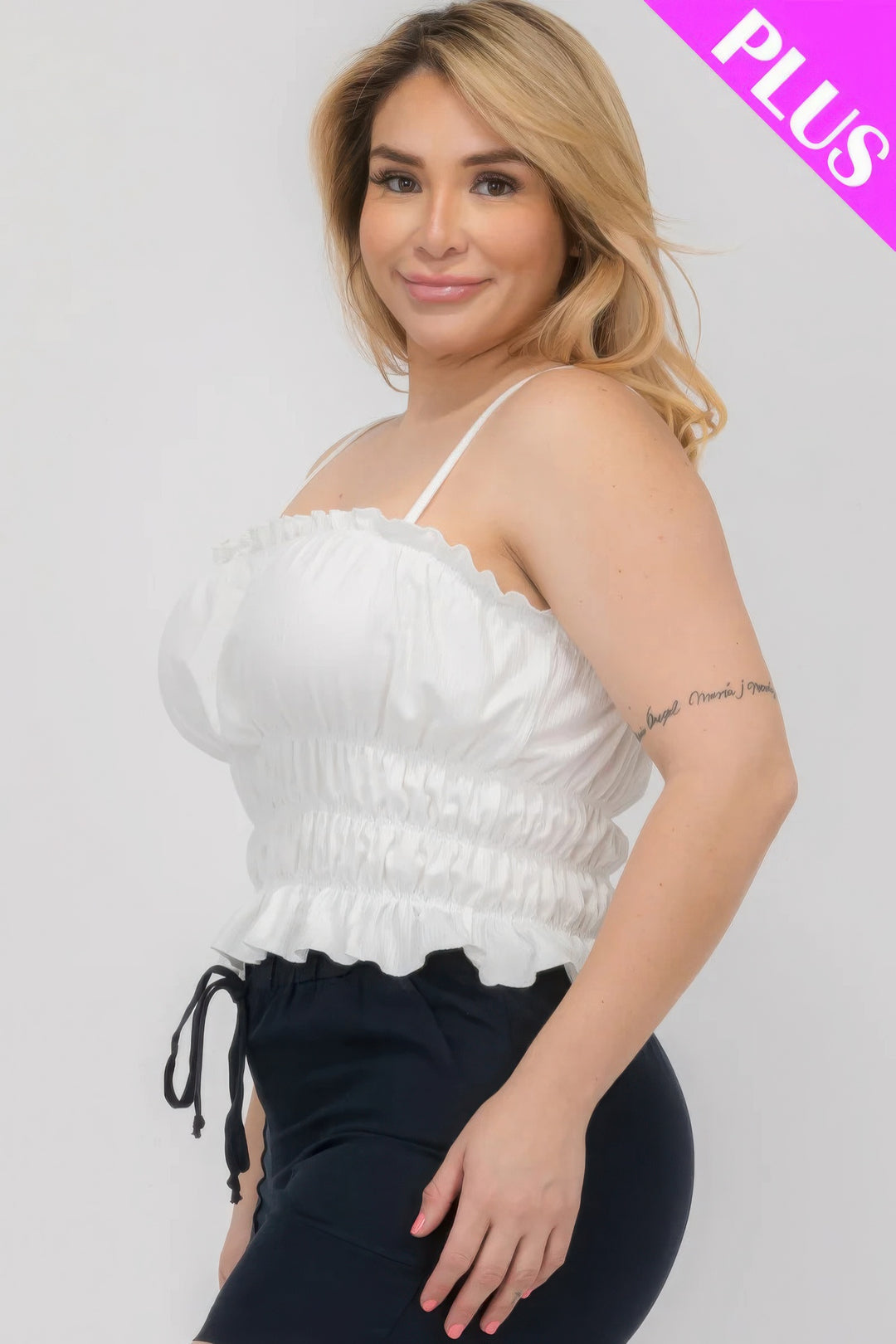 Plus Size Tiered Shirred Body Crop Top - Love it Curvy