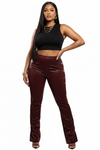 Velvet Pu Ruched Pants