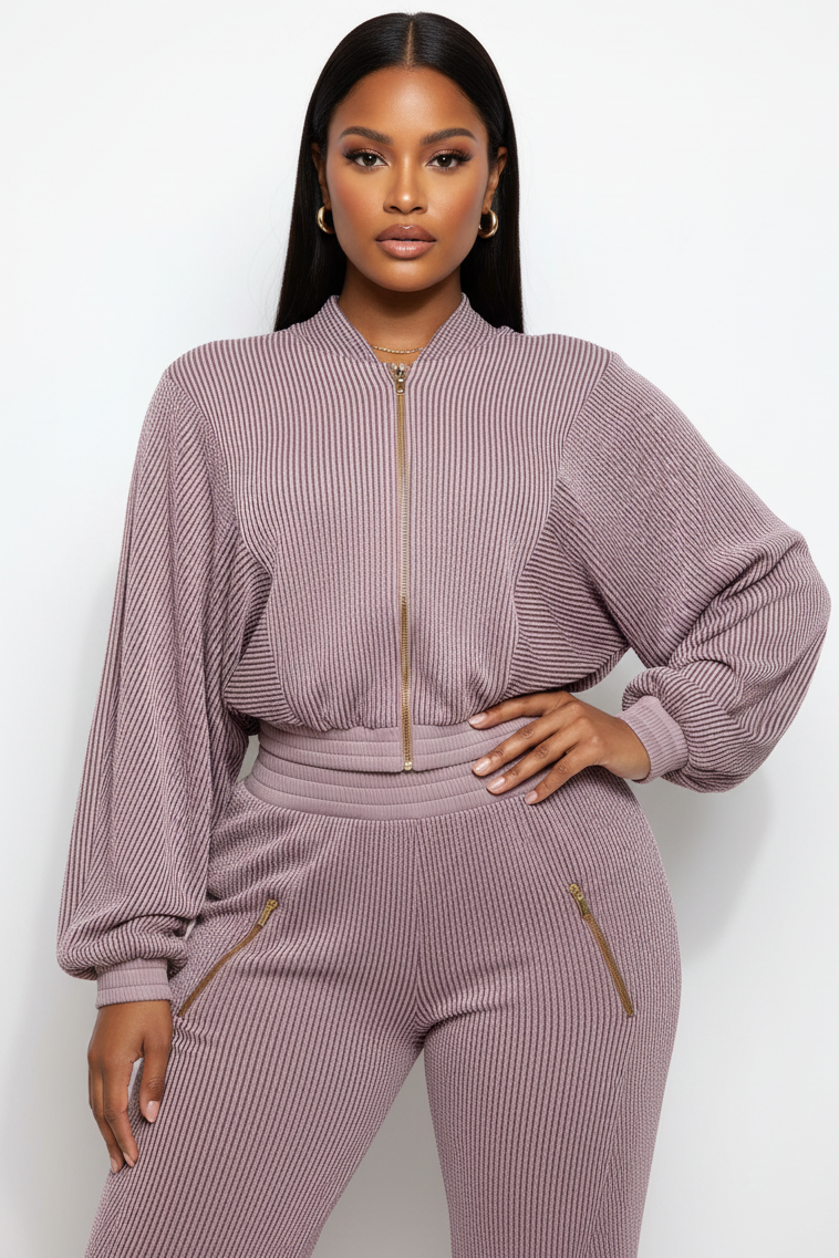 Zipper Closure Hoodie Jacket &amp; Pants Set