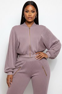 Ribbed Zip Hoodie & Wide-Leg Pants Set | Love It Curvy