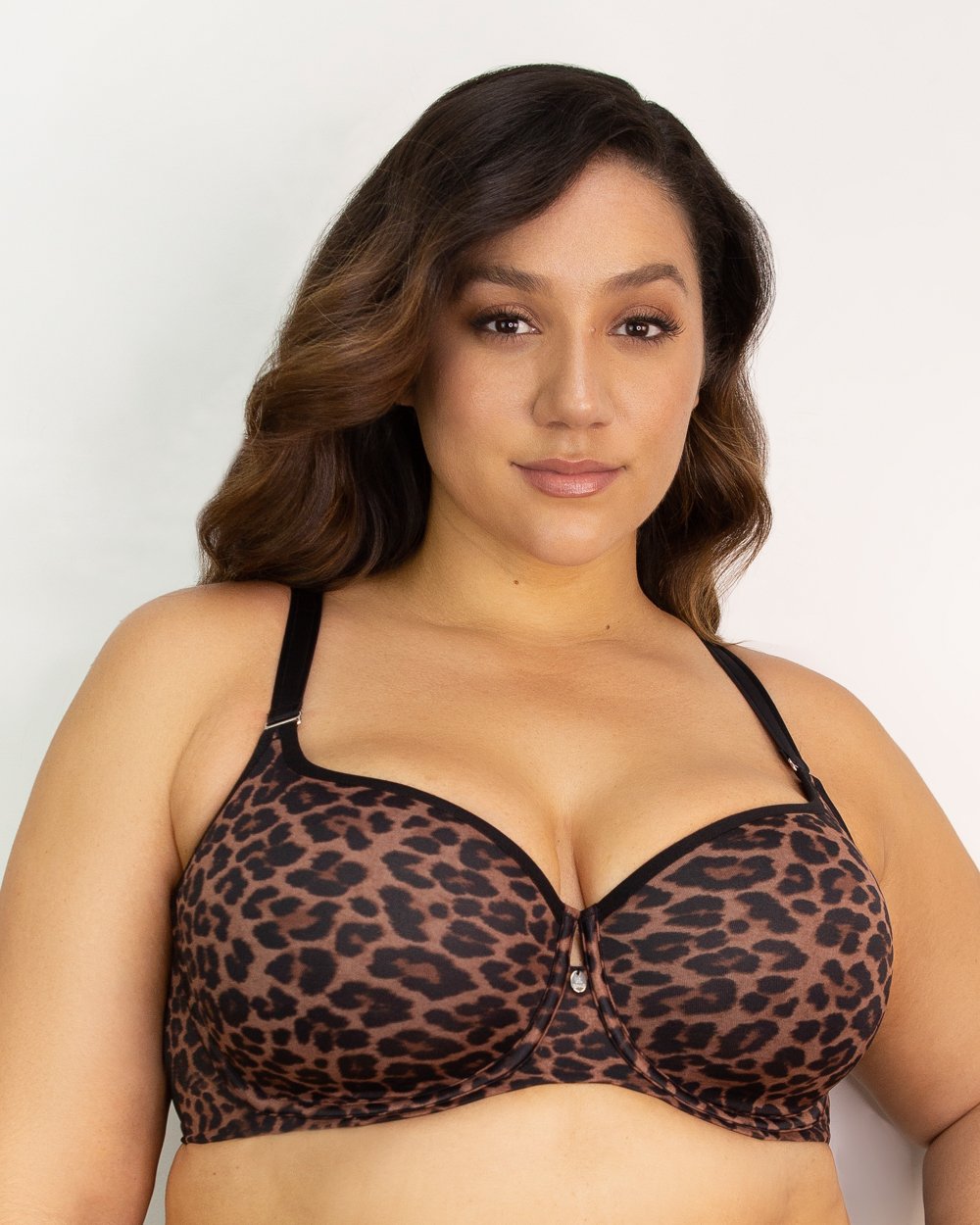 Curvy Couture Tulip Smooth T-Shirt Bra in Designer Leopard
