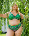 Sheer Mesh High Cut Thong - Lush Tropics