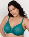 Curvy Couture Sheer Mesh Full Coverage Unlined Underwire Bra in Fanfare