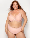 Sheer Mesh High Cut Thong - Blushing Rose