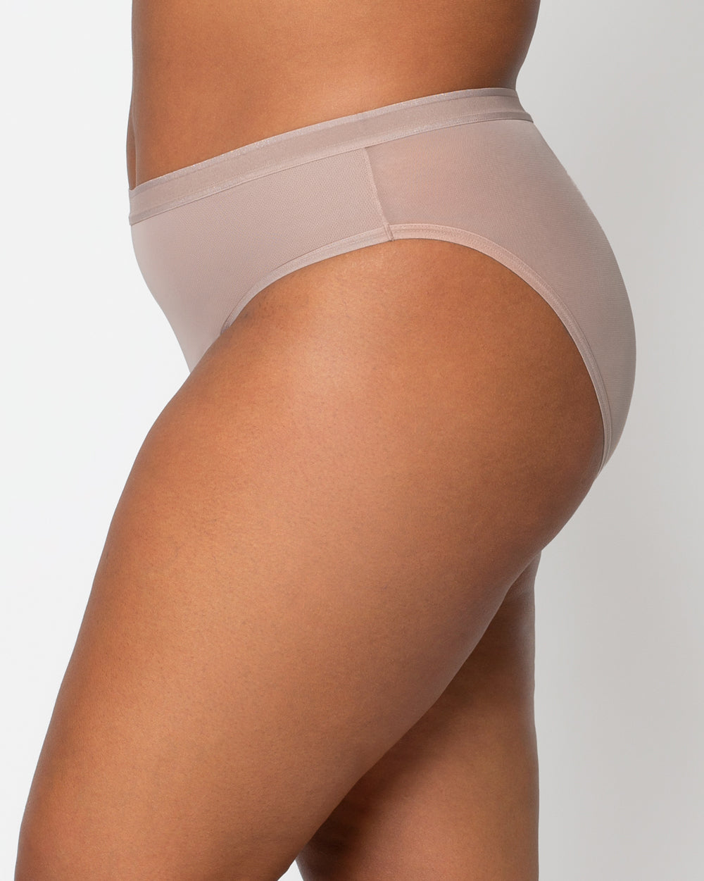 Sheer Mesh High Cut Brief - Bark