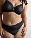 Curvy Couture Sheer Whisper Full Coverage Unlined Underwire Bra in Black Hue