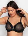 Curvy Couture Sheer Whisper Full Coverage Unlined Underwire Bra in Black Hue