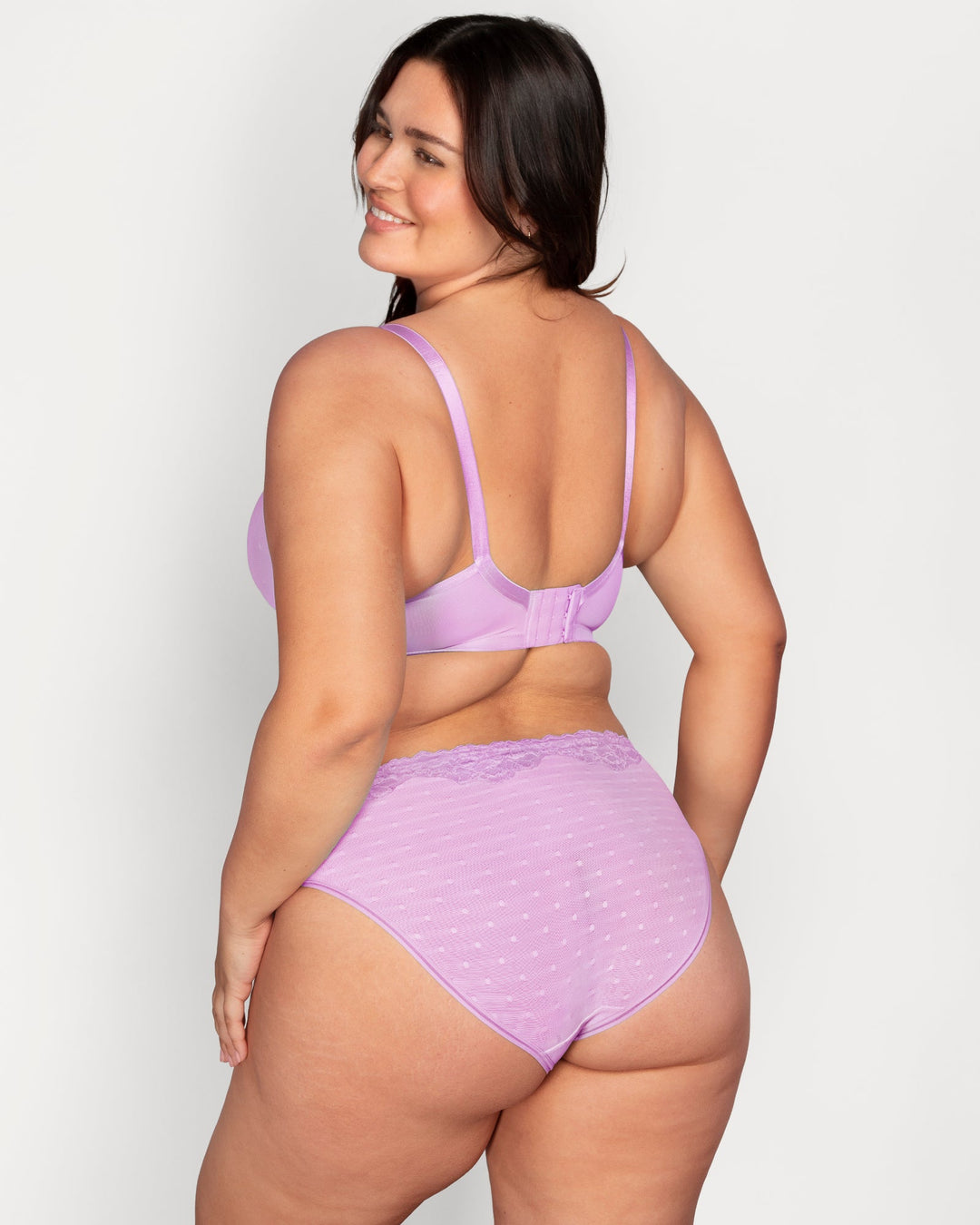 Curvy Couture Sheer Whisper Full Coverage Unlined Underwire Bra in Stellar Orchid