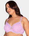 Curvy Couture Sheer Whisper Full Coverage Unlined Underwire Bra in Stellar Orchid