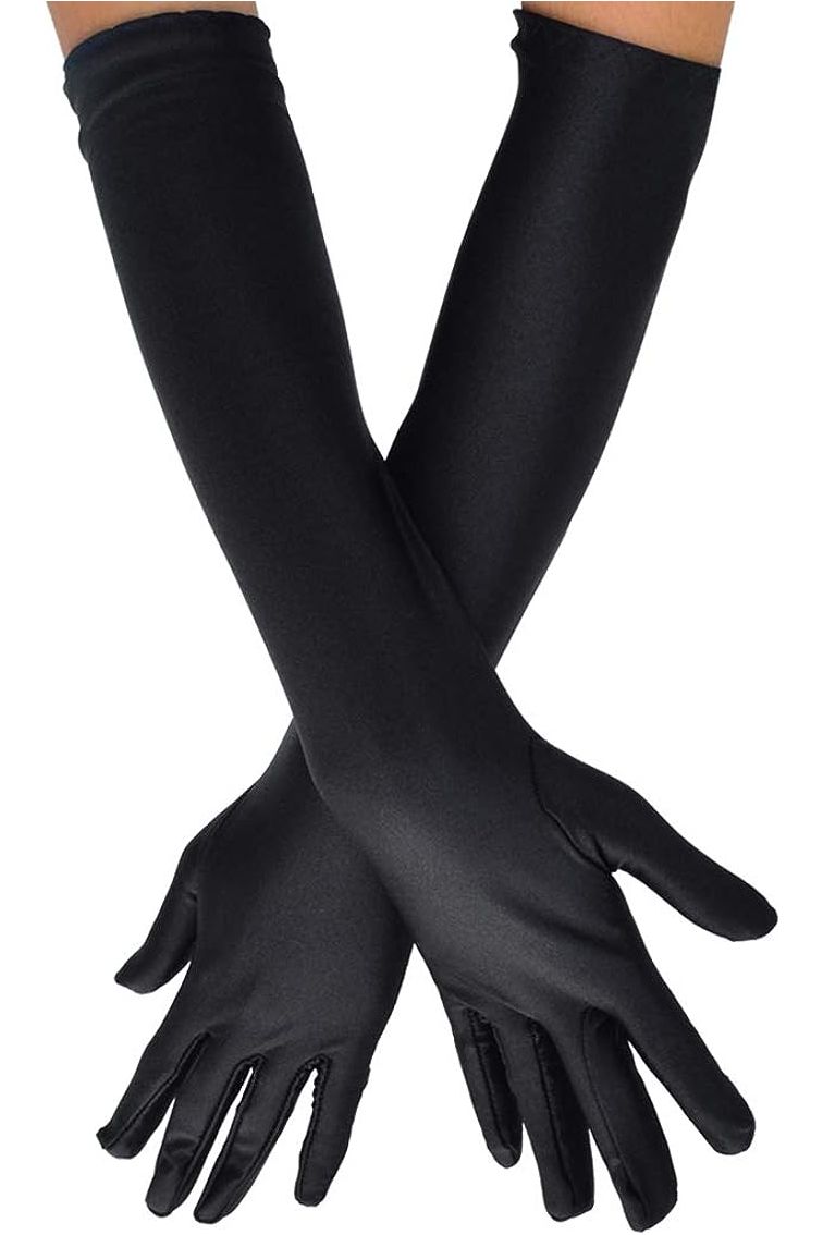 Black Satin Gloves - Long - Love it Curvy