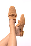 Clingy Mules in Camel Faux Suede