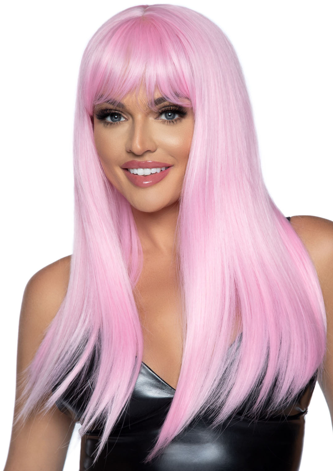 24 Inch Long Straight Bang Wig Pink - Love it Curvy