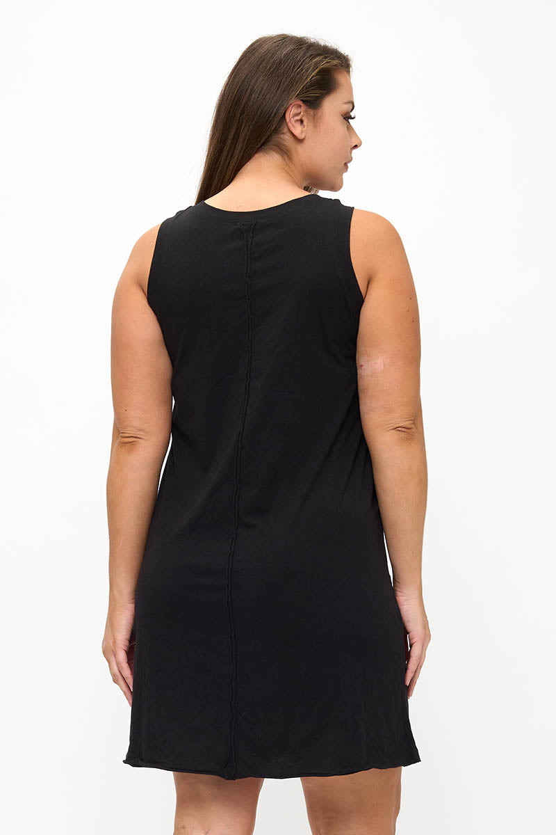 Easy Breeze Raw Edge Sleeveless Cotton Dress | Love It Curvy