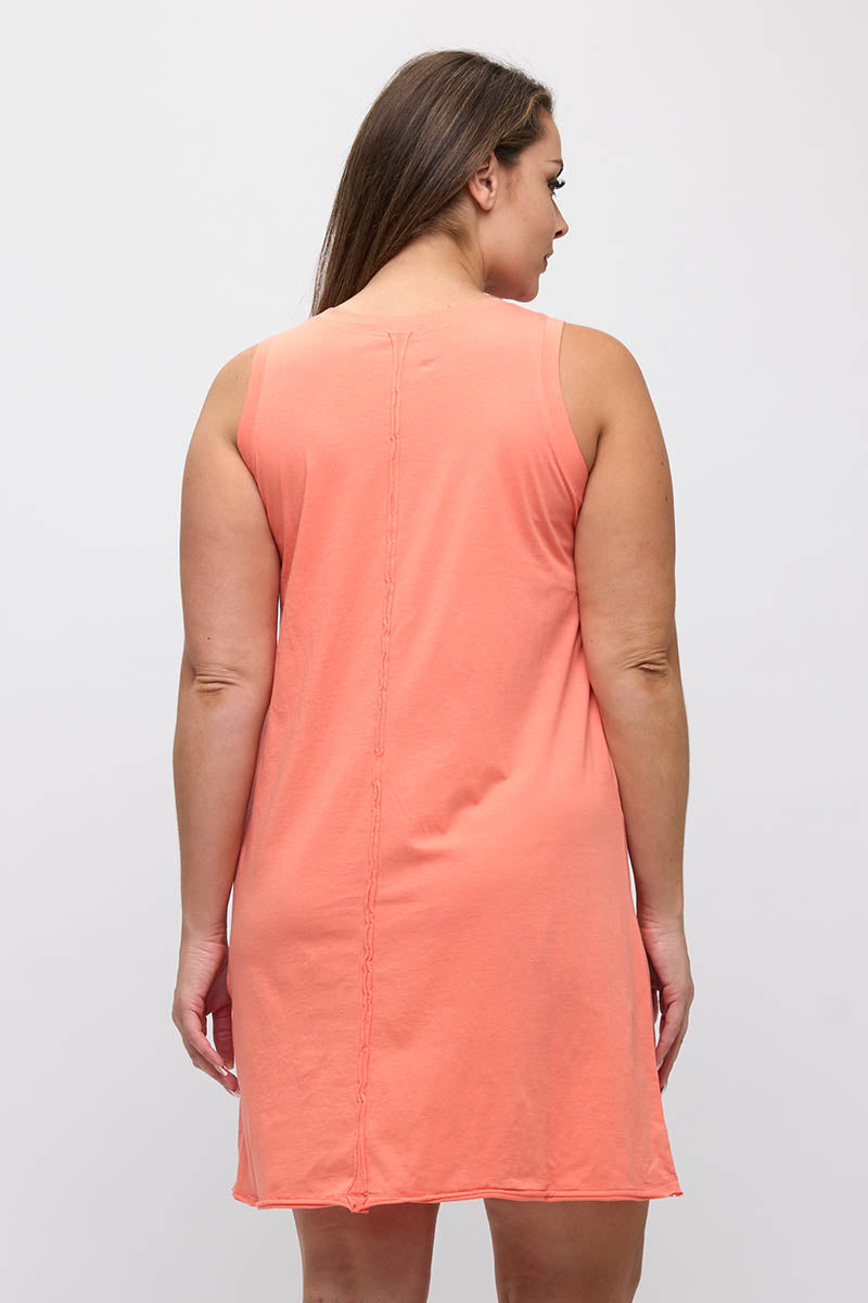 Easy Breeze Raw Edge Sleeveless Cotton Dress | Love It Curvy