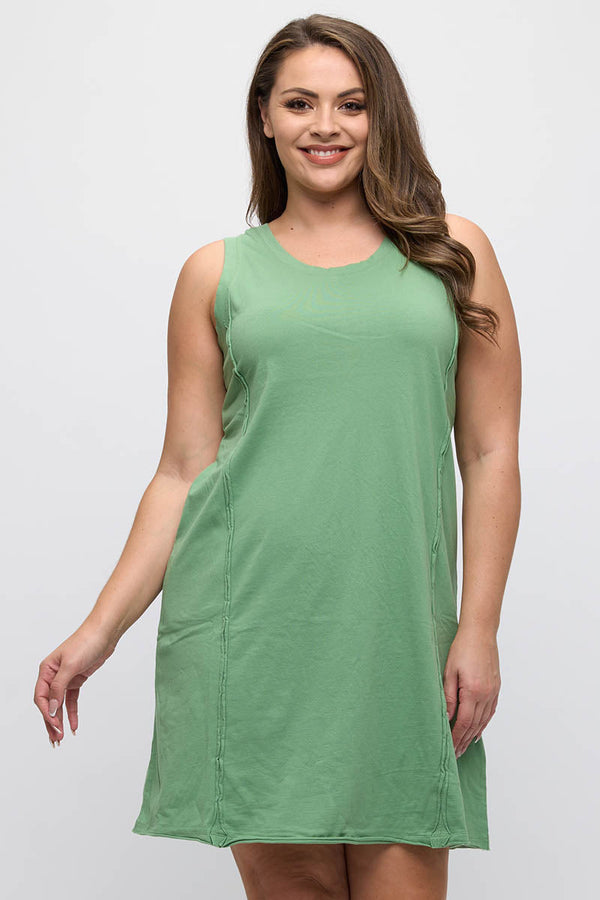 Easy Breeze Raw Edge Sleeveless Cotton Dress | Love It Curvy