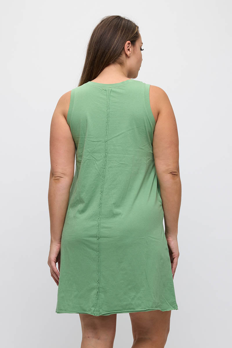 Easy Breeze Raw Edge Sleeveless Cotton Dress | Love It Curvy